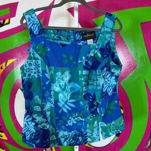 John Roberts, Floral Sleeveless Blouse. Size 16. In excellent condition!
